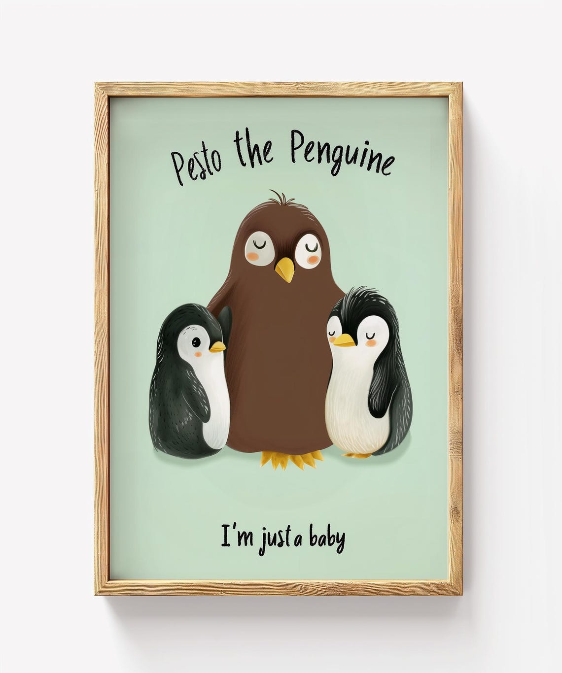 Pesto the Penguine Baby Penguin Trio Cute Nursery Kids Wall Art