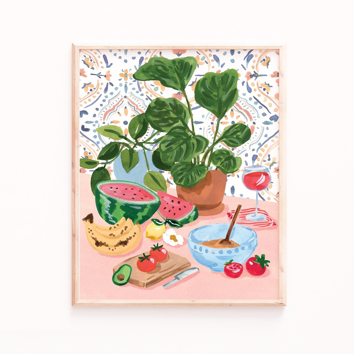 Colorful Fruit Kitchen Wall Art, Vibrant Boho Print
