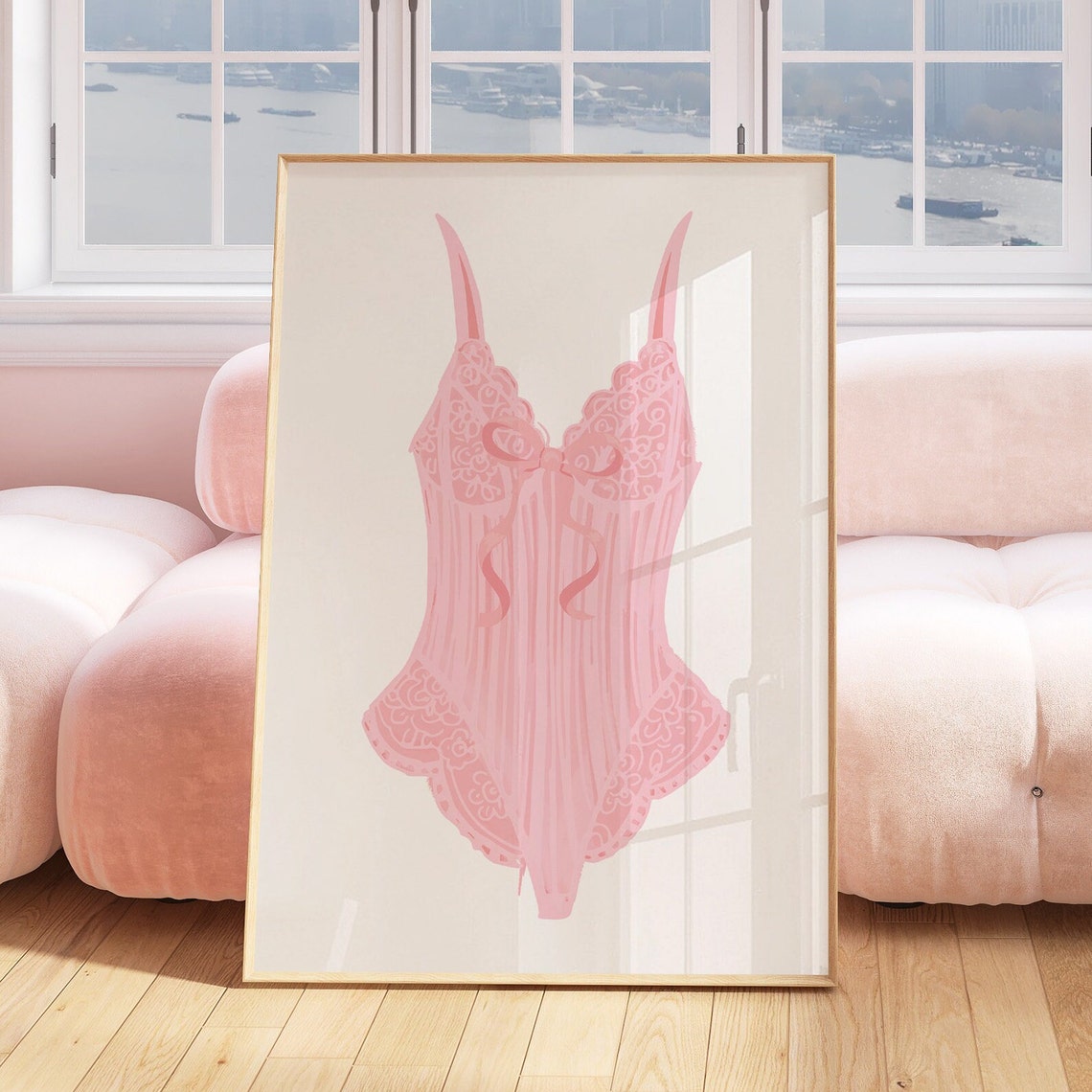 Pink Lace Corset Bodysuit Coquette Balletcore Room Decor Poster - Image 5