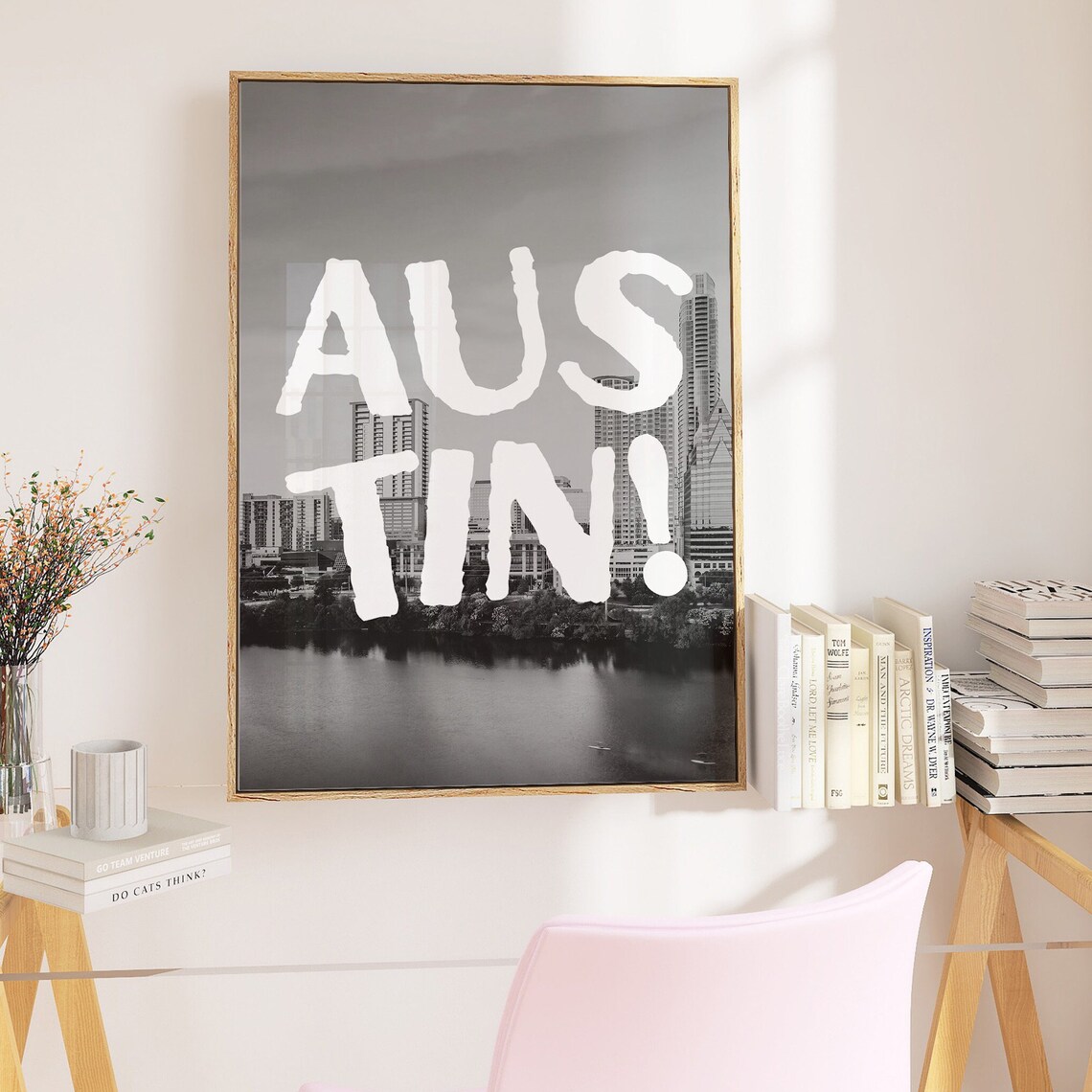 Austin City Skyline Black And White Photo Quote Typography Poster - Image 2