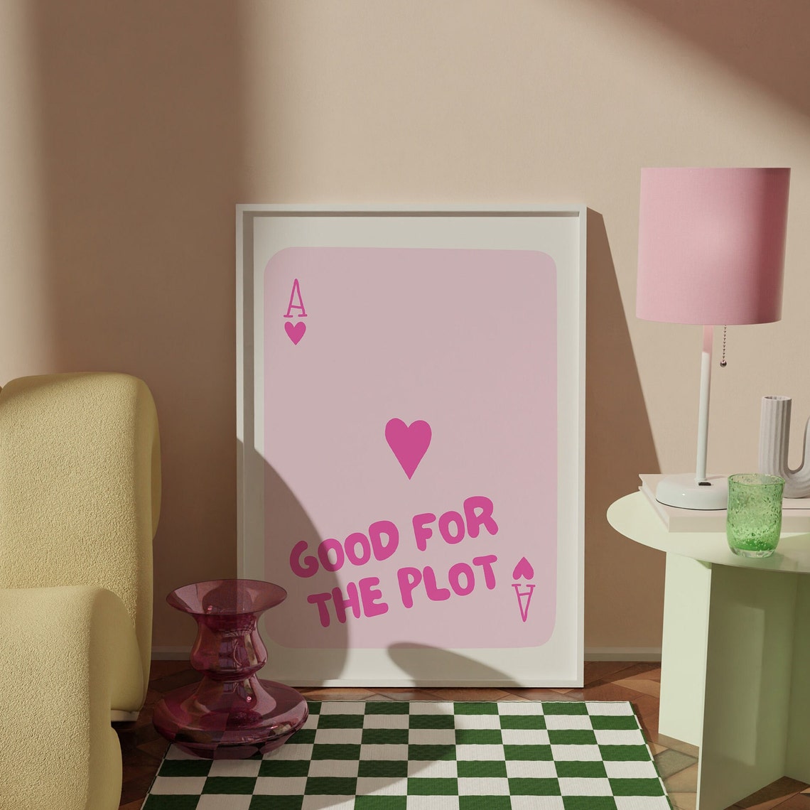 Good For The Plot Pink Ace Of Hearts Playing Card Design Poster - Image 2