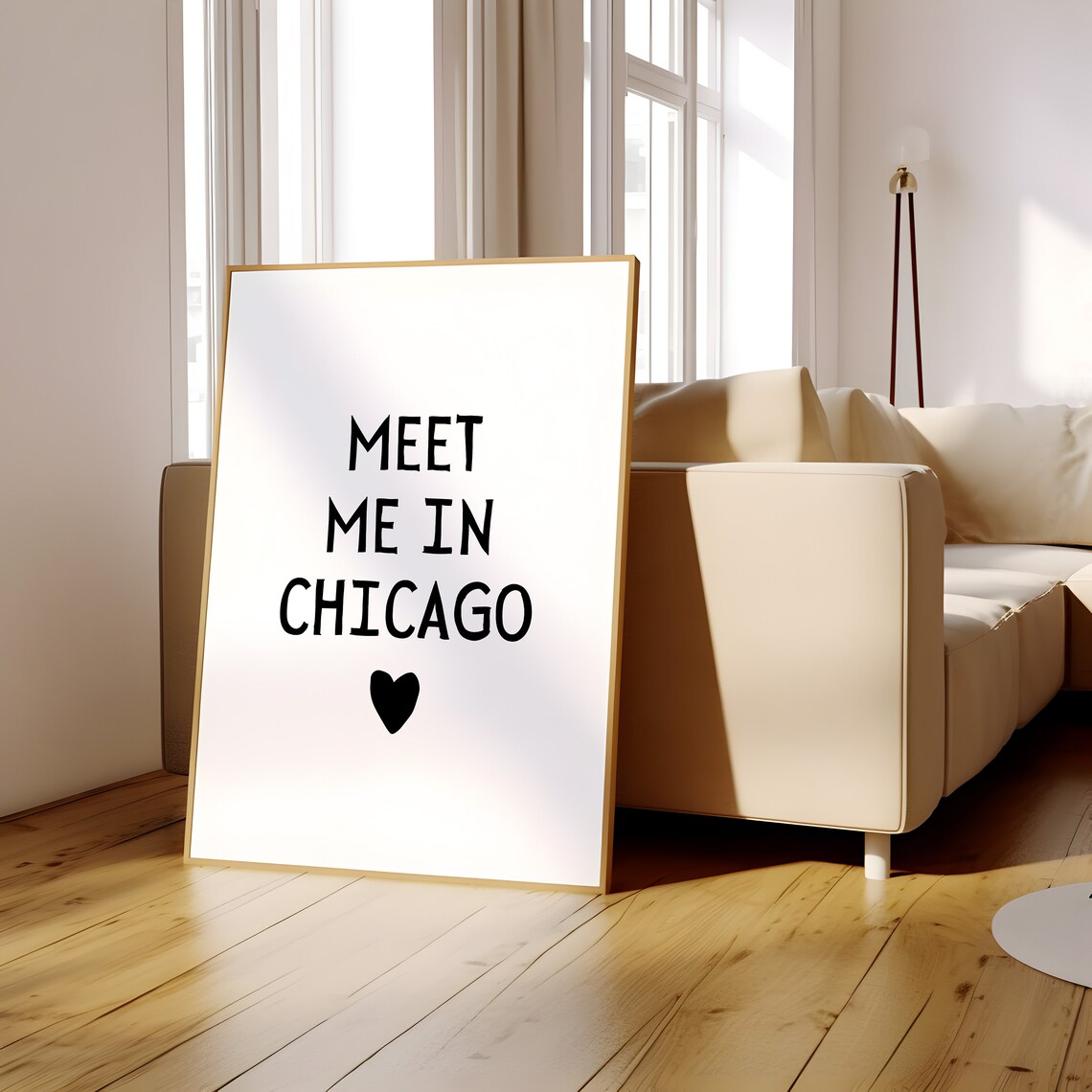 Meet Me In Chicago Heart Minimalist Typography City Wall Art - Image 3