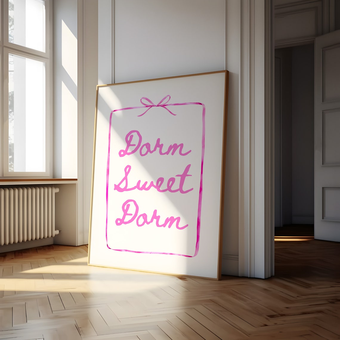Dorm Sweet Dorm Pink Script Bow Girly College Room Decor Poster - Image 4