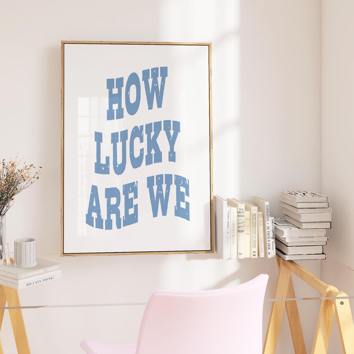 How Lucky Are We Cowgirl Coastal Blue Art Print - Image 4