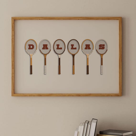 Vintage Dallas Racquet Print Texas Retro Tennis Pickle Ball Wall Art