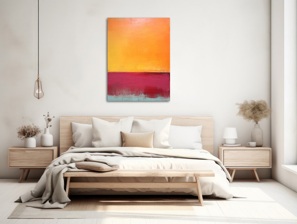 Color Field Orange Magenta Teal Gradient Sunset Abstract Poster - Image 2
