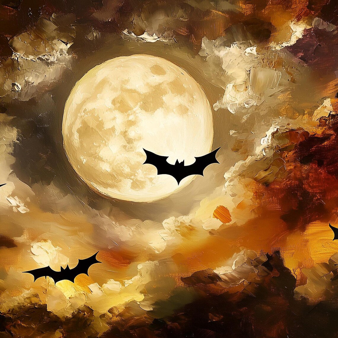 Halloween Bat Painting, Classic Spooky Art Print - Image 2