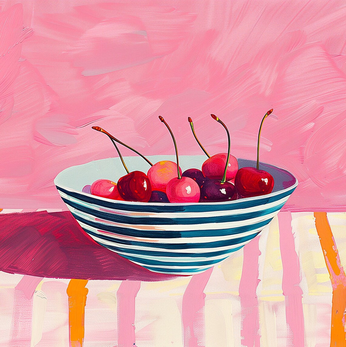 Colorful Cherry Still Life Art Print for TV - Image 2