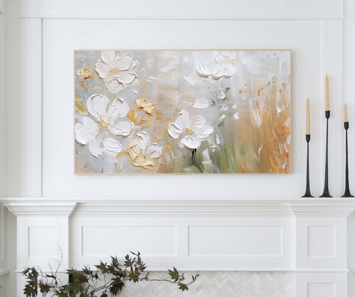 Abstract Flower Painting, Neutral Tones Art Print - Image 4