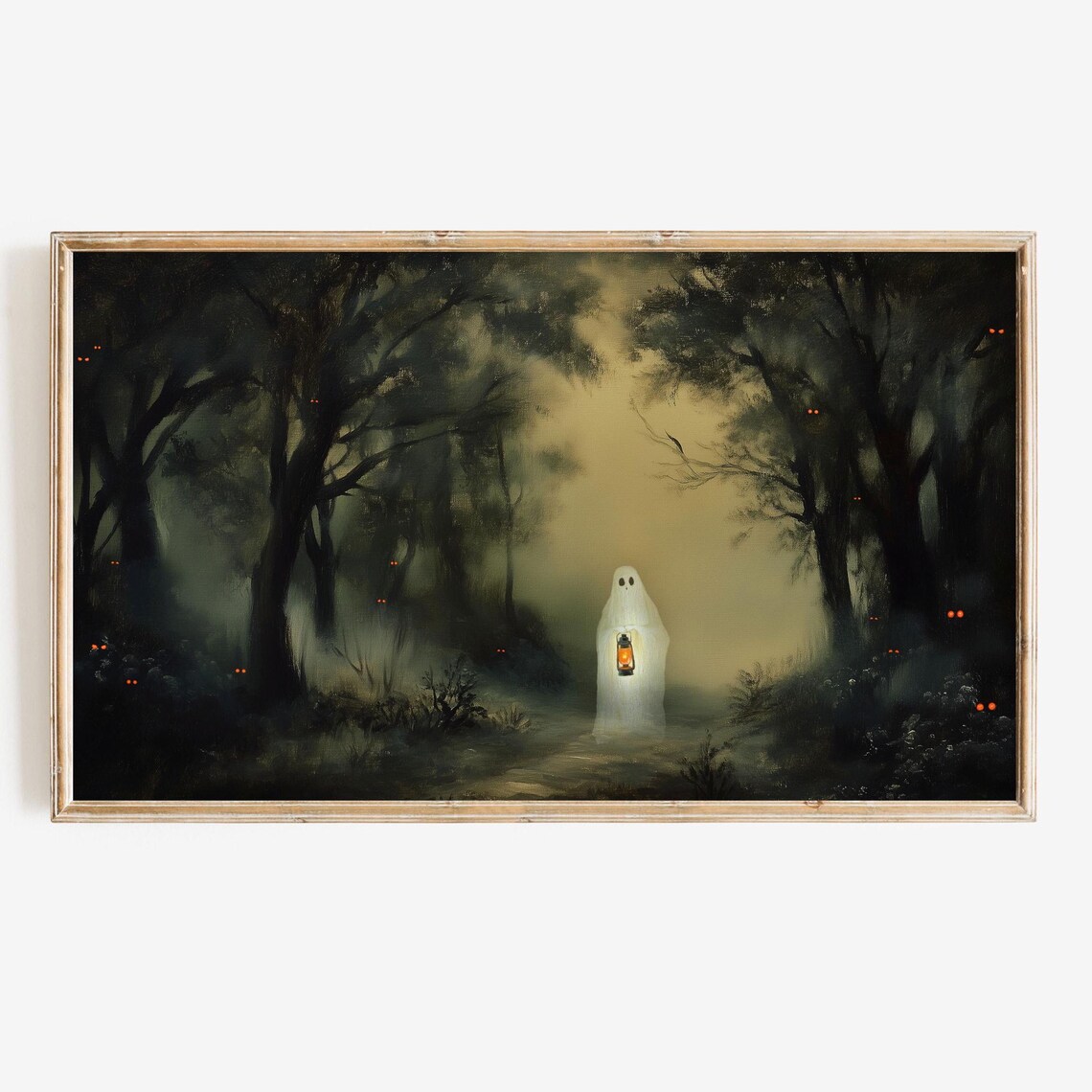 Halloween Ghost Background, Spooky Haunted Forest