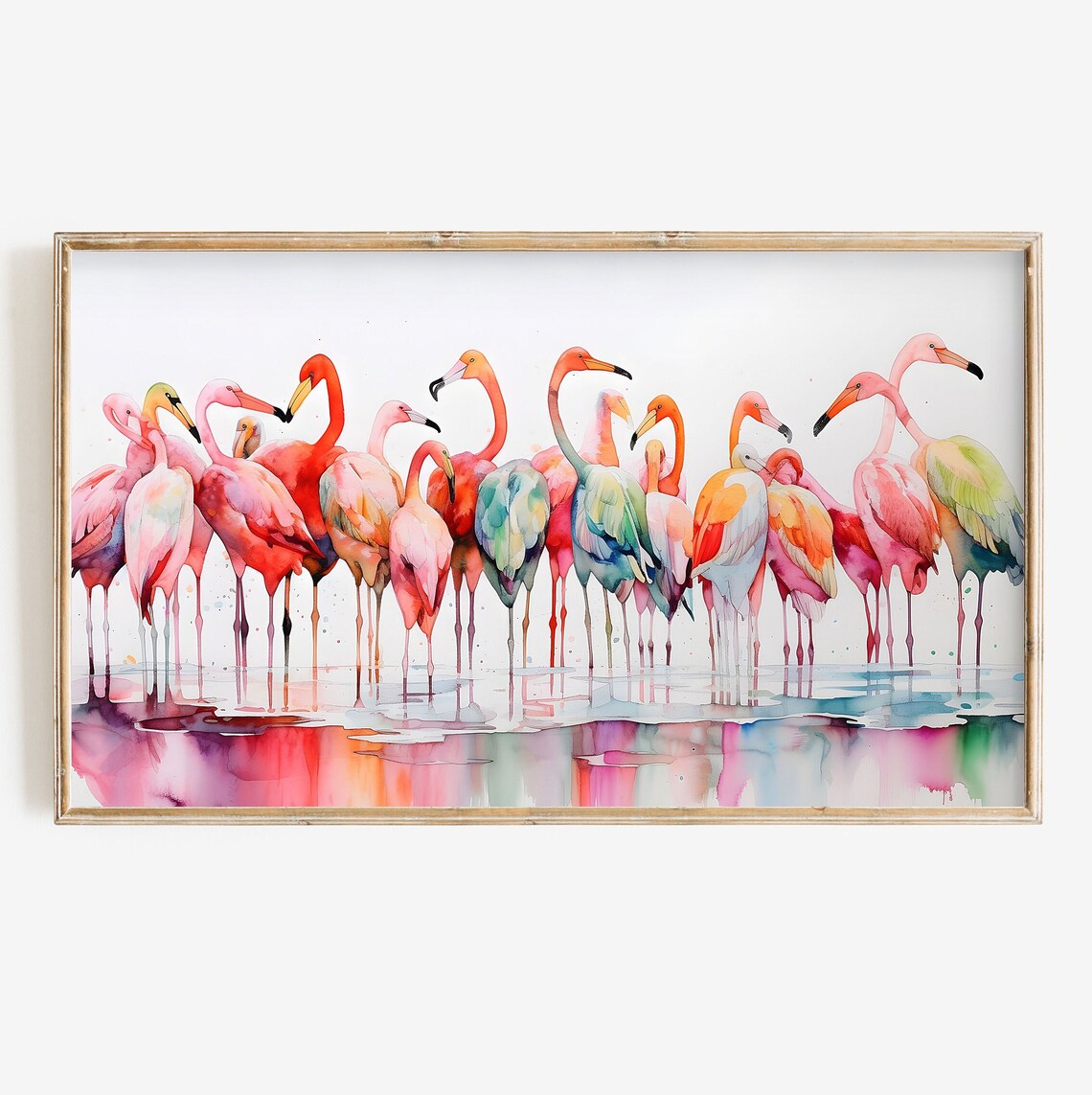 Summer Rainbow Flamingo Watercolor Art Print