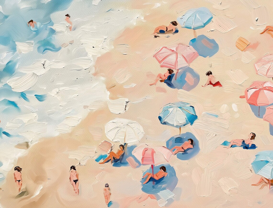 Summer Beach Abstract Art Print, Pastel Textured - Image 2