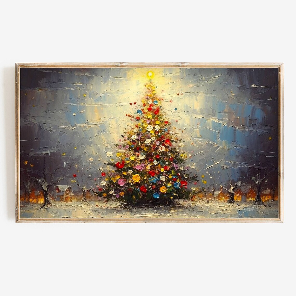 Vintage Christmas Tree Travel Poster, Winter Landscape