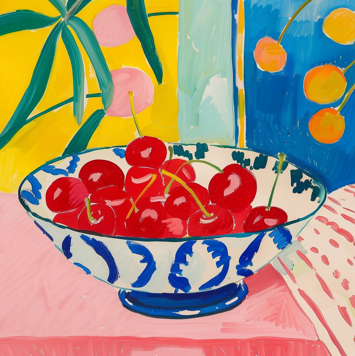 Colorful Cherry Still Life Summer Art Print - Image 3