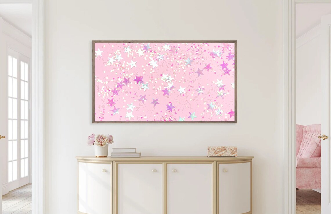 Pink Glitter Sparkles Birthday or New Year’s Eve Art Print - Image 3
