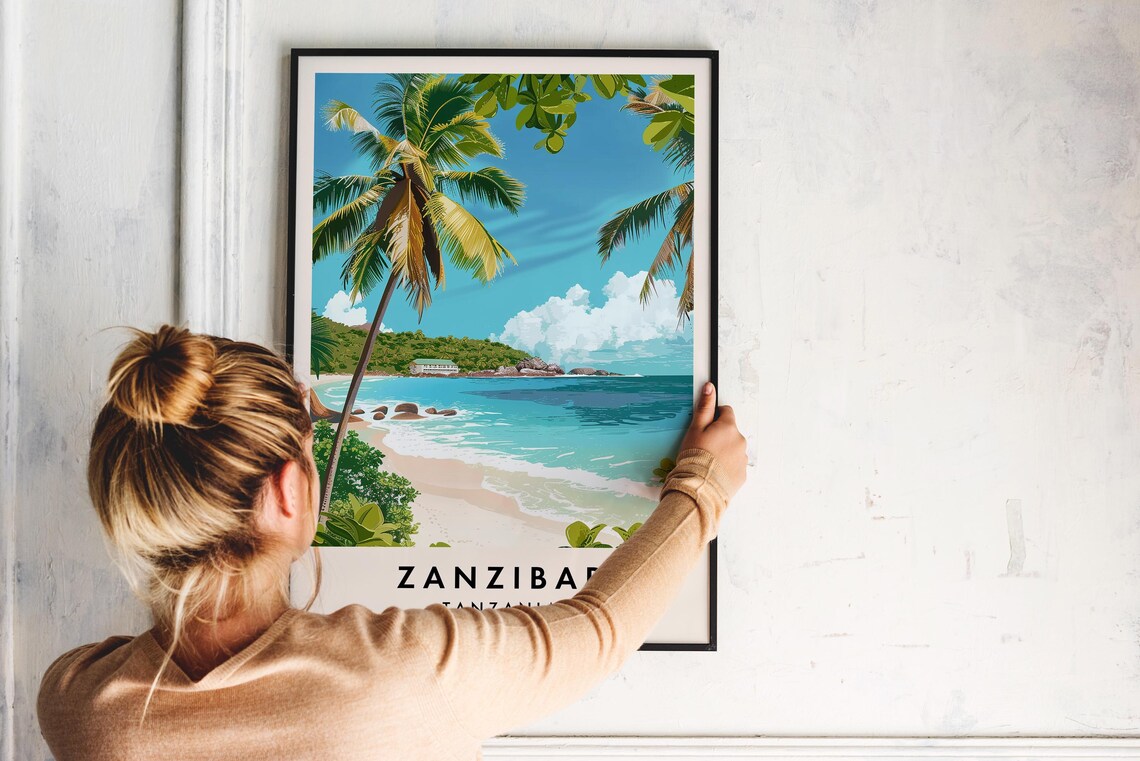 Zanzibar Tanzania Tropical Beach Palm Paradise Travel Poster - Image 2