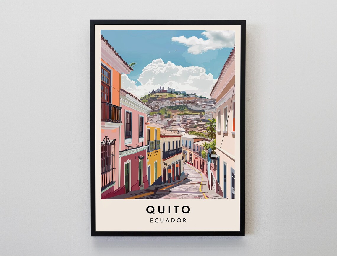 Quito Travel Poster, Ecuador South America Wall Art