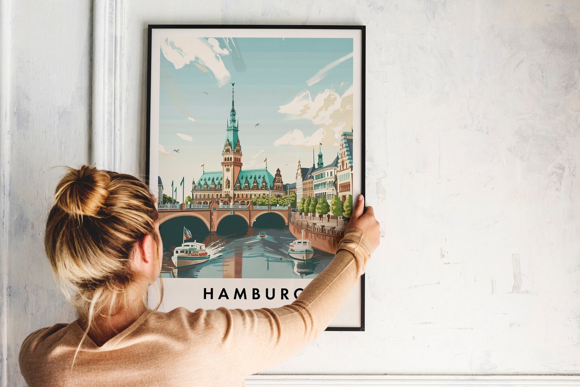 Hamburg Travel Print Wall Art Hamburg Hamburg Print Hamburg Travel Poster Hamburg Gift Art Hamburg Travel Art Travel Gift - Image 2