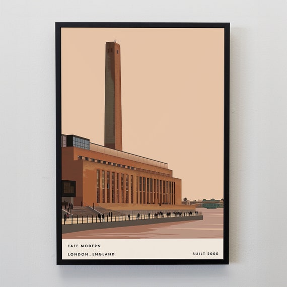 Tate Modern Architecture Poster, Retro London Print