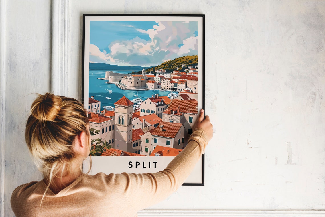 Split Croatia Harbor Old Town Red Roofs Adriatic Travel Poster - Image 2