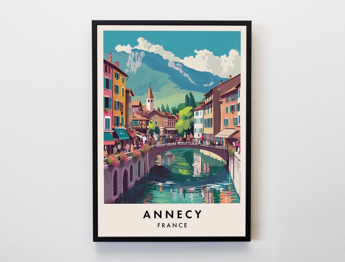 Annecy Travel Print Wall Art Annecy Annecy Poster France Travel Print Travel Lovers Home Decor Wall Art City Travel Poster Gifts Print