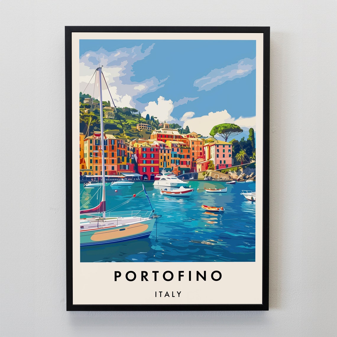 Portofino Travel Print Wall Art Portofino Portofino Print Portofini Poster Portfino Gift Art Italy Travel Art Italy Gift
