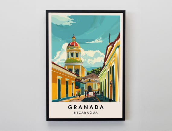 Granada Nicaragua Travel Poster, Central America Travel
