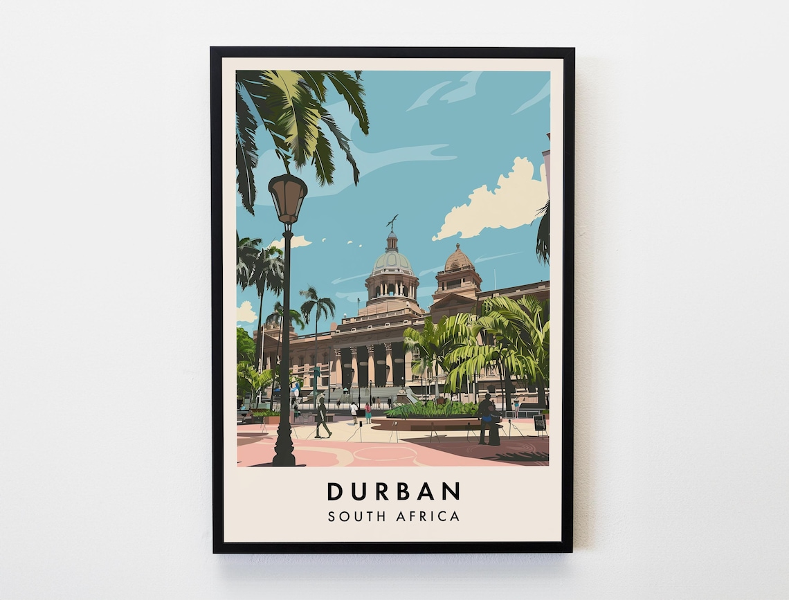 Durban Travel Poster, South Africa City Art Print