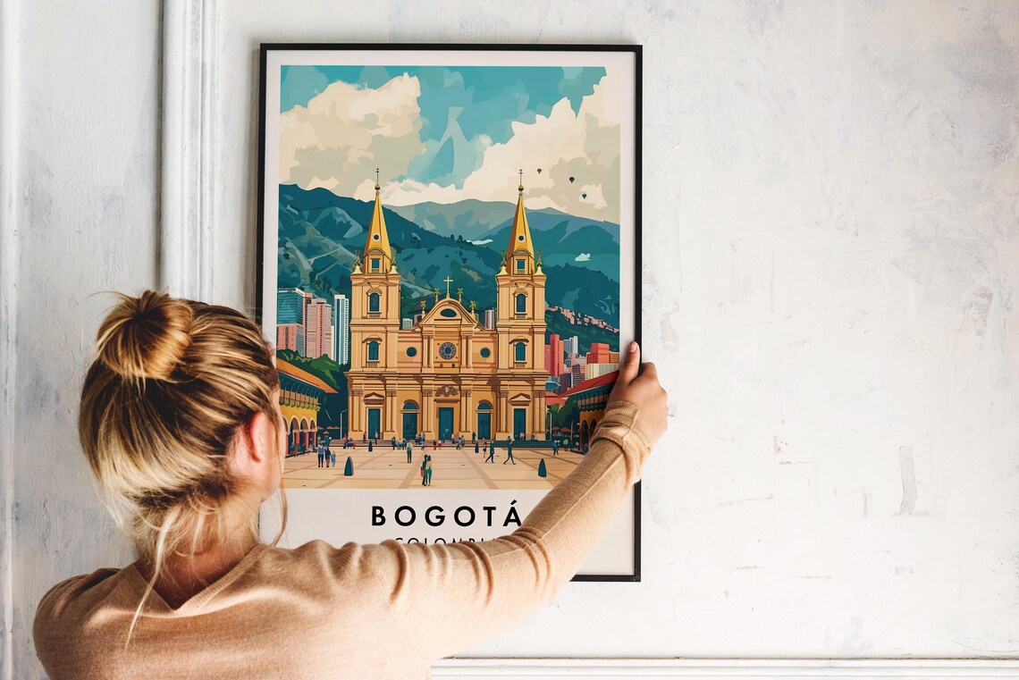 Bogota Colombia Twin Tower Cathedral Andes Plaza Travel Poster - Image 2