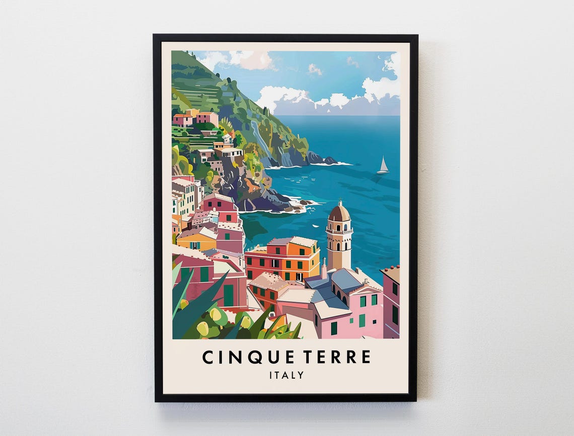 Cinque Terre Travel Print Wall Art Cinque Terre Poster Italy Travel Print Travel Lovers Home Decor Wall Art City Travel Poster Gifts