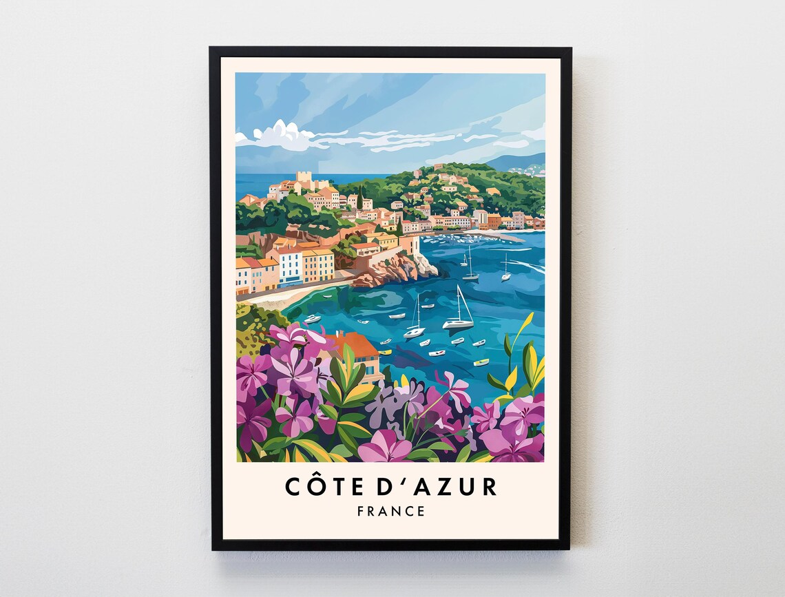 Cte Dazur Travel Poster, French Riviera France