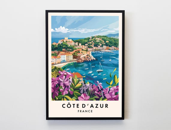 Cte Dazur Travel Poster, French Riviera France
