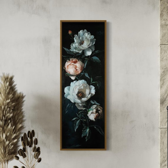 Baroque Peony Art Print, Tall Vintage Floral Decor