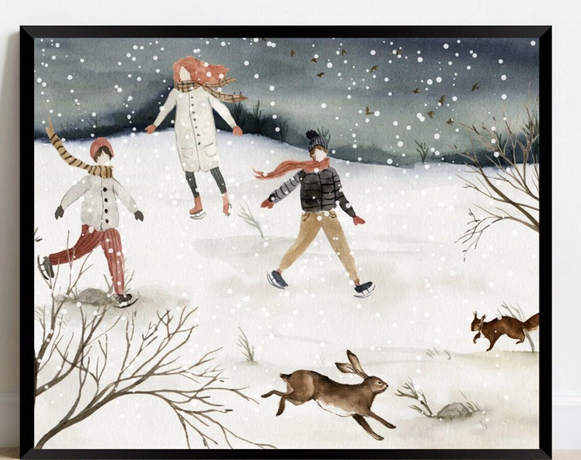 Winter Wonderland Print, Rustic Vintage Christmas Decor