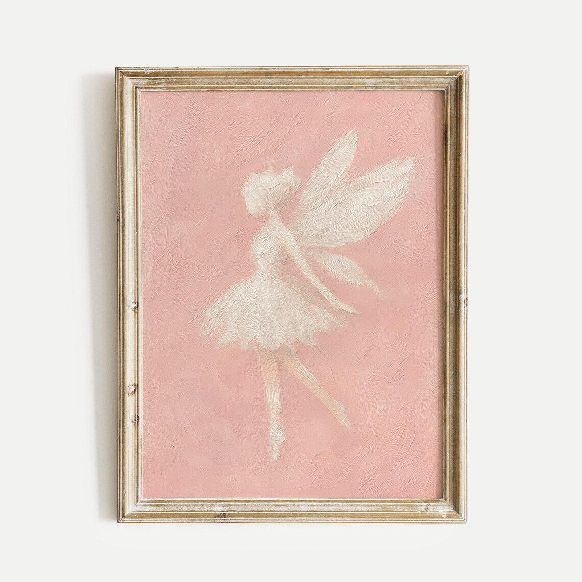 White Fairy Angel Pink Vintage Oil Painting Dreamy Fantasy Poster