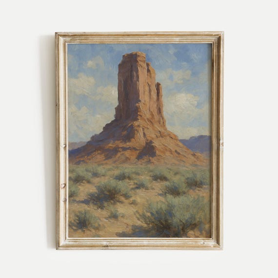Desert Rock Tower Oil Painting Print Vintage Wall Art Home And Office Living Room Bedroom Nursery Decor