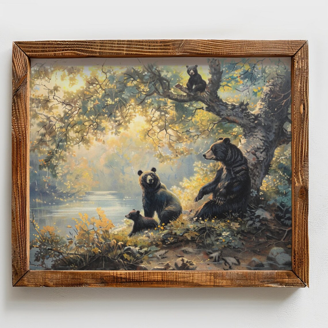 Vintage Bear Painting, Rustic Nursery Wall Art - Image 2