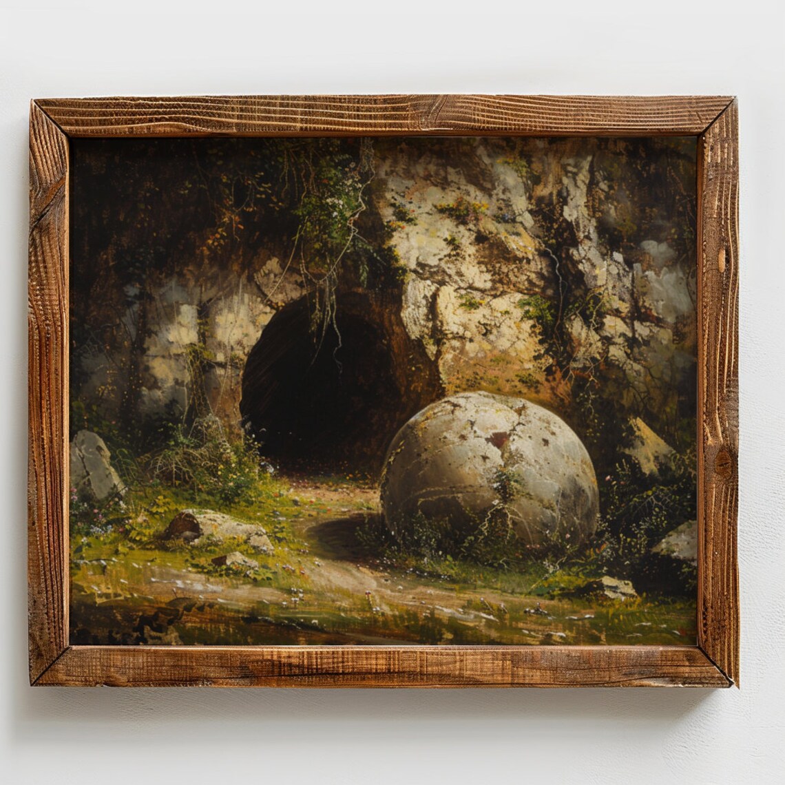 Empty Tomb of Jesus Vintage Oil Painting Art Print - Image 2