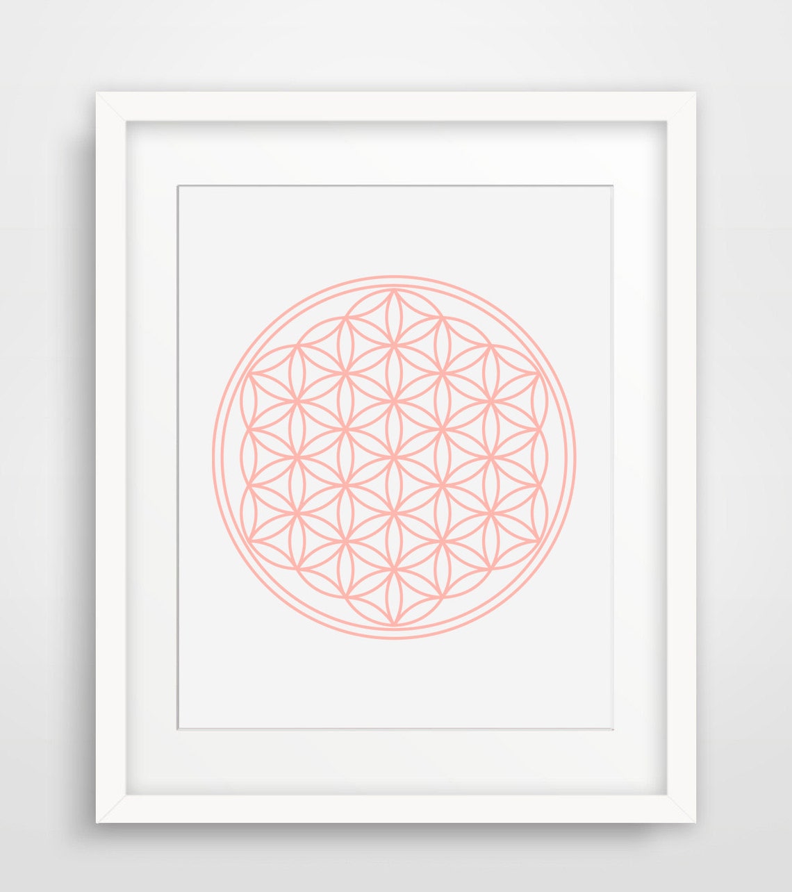 Coral Flower Of Life Sacred Geometry Mandala Circle Zen Print