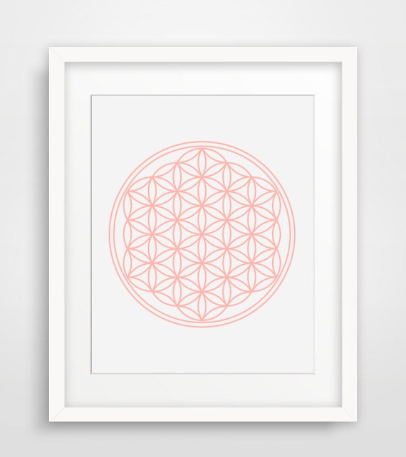 Coral Flower Of Life Geometric Print Symbol Wall Prints Pink Minimalist Art Coral Modern Wall Art Circle Print Home Decor Nursery Art