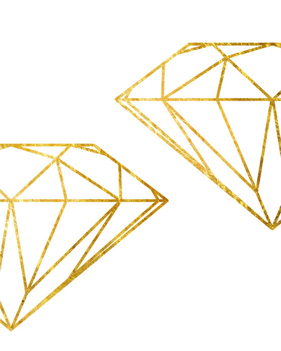 Gold Geometric Diamond Line Art Duo Minimalist Modern Abstract Print - Image 2