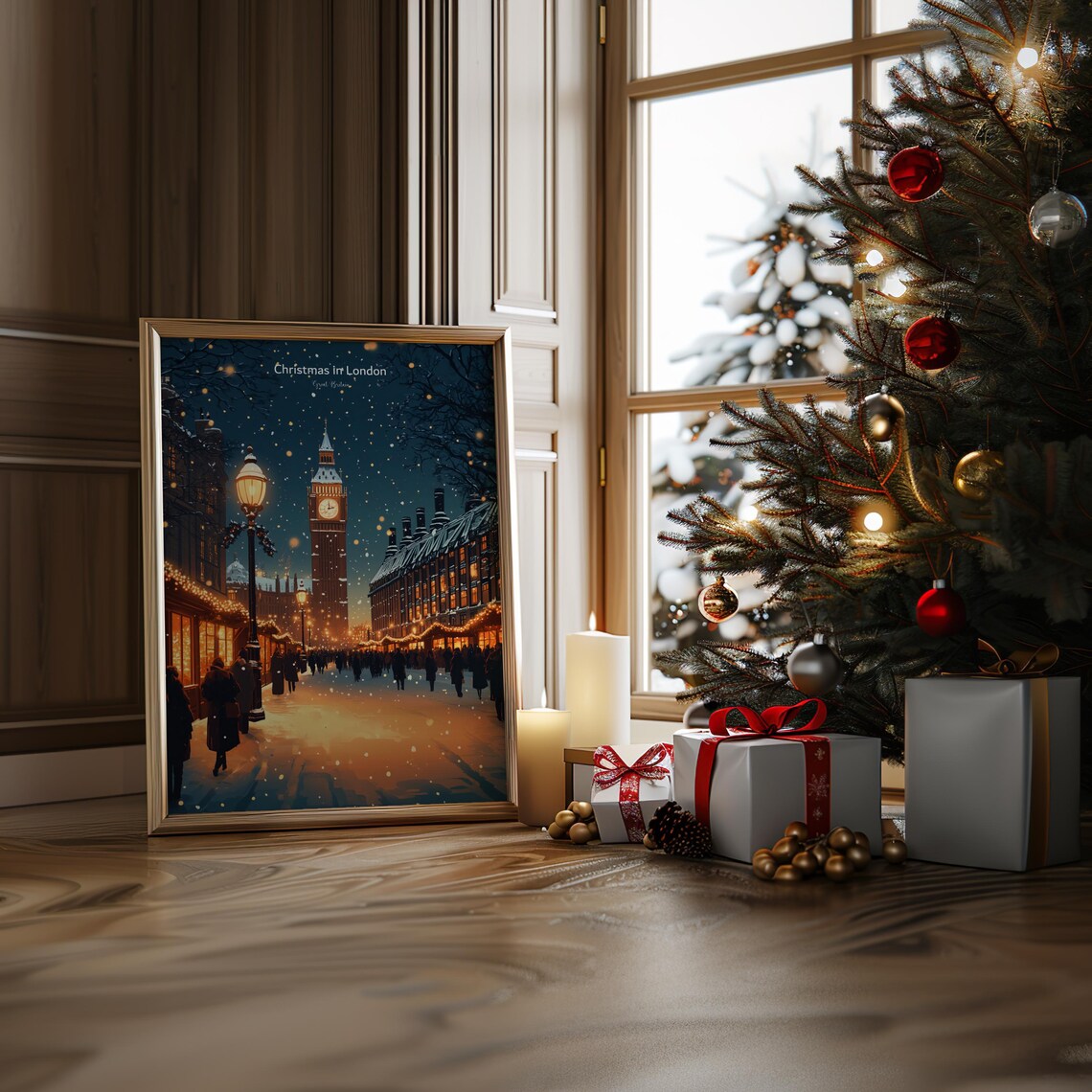 Christmas In London, Great Britain Travel Poster - Image 3