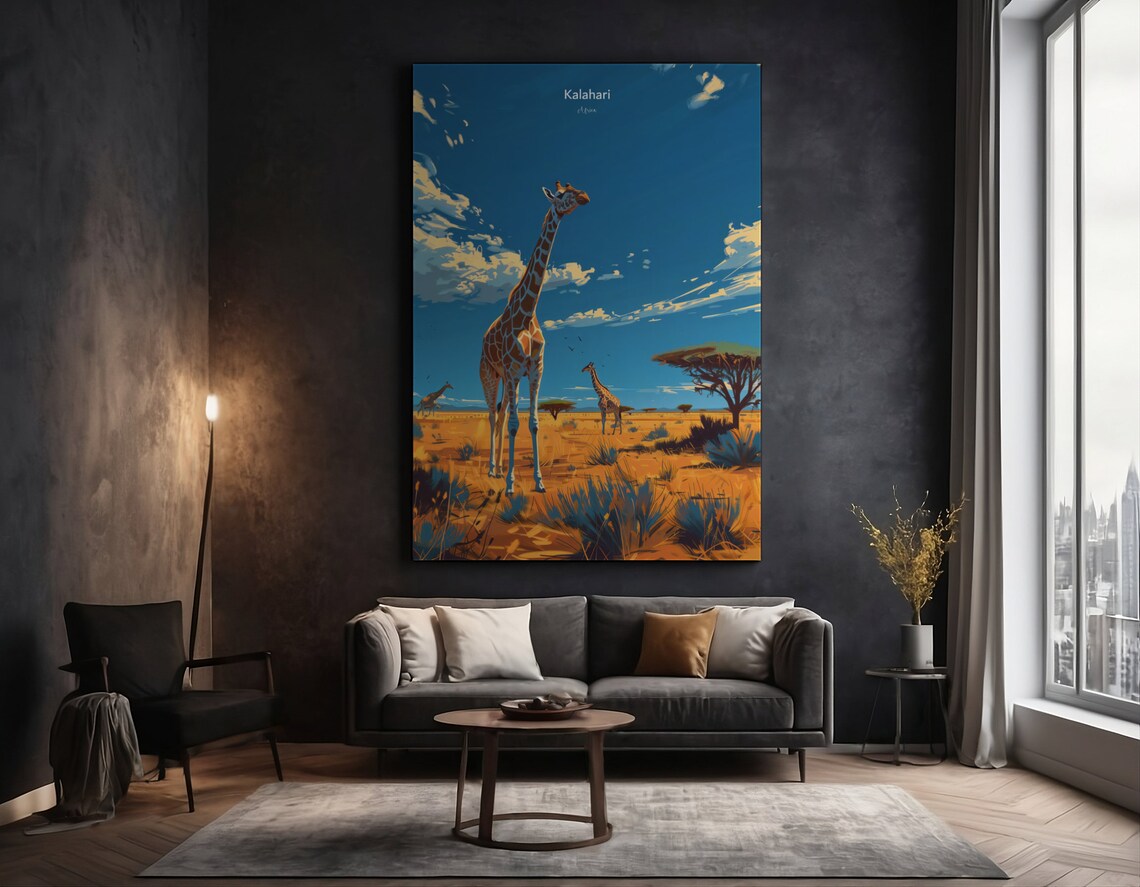 Kalahari Desert Giraffe Travel Poster, Safari Decor - Image 5