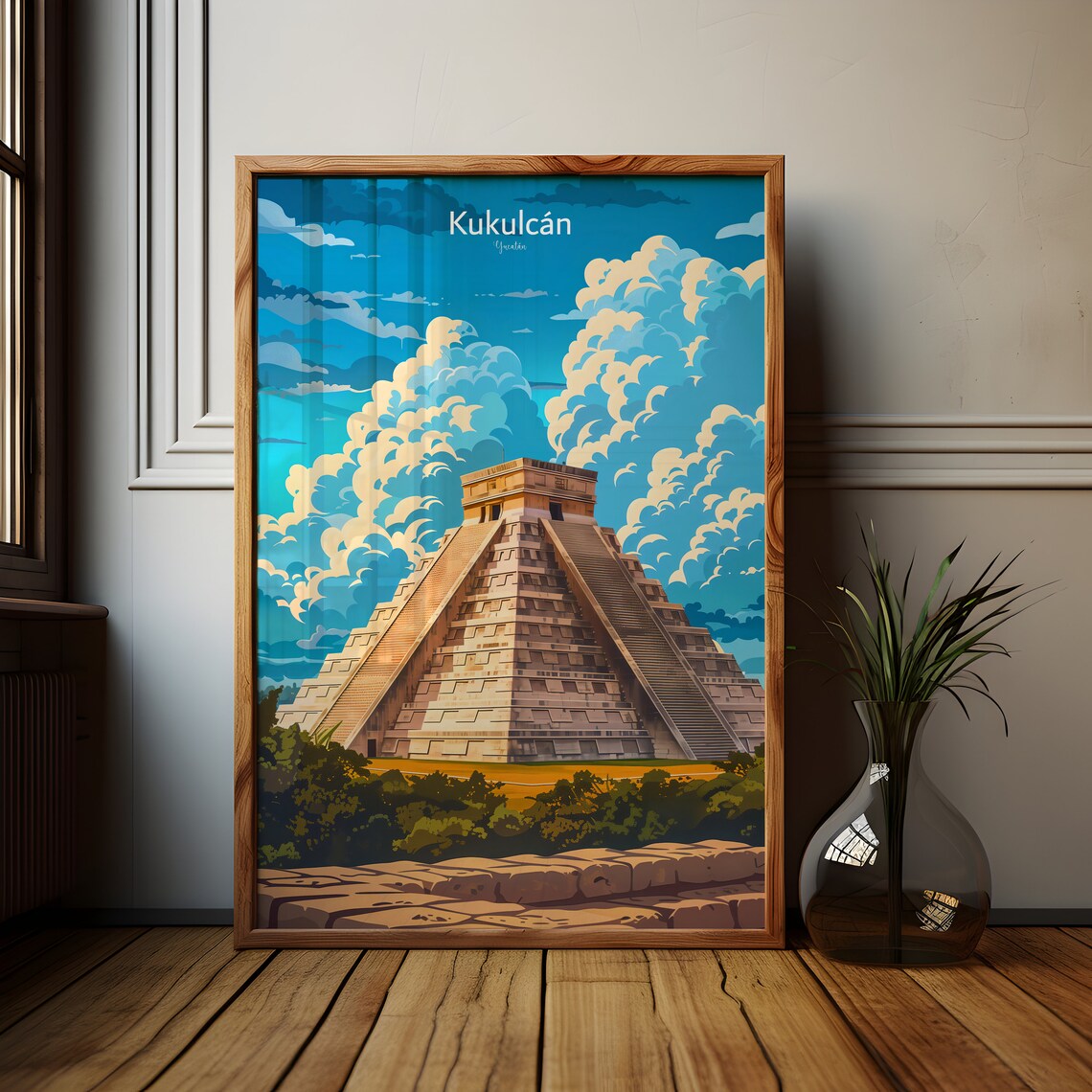 Pyramid Of Kukulcan Travel Poster, Mayan Landmark