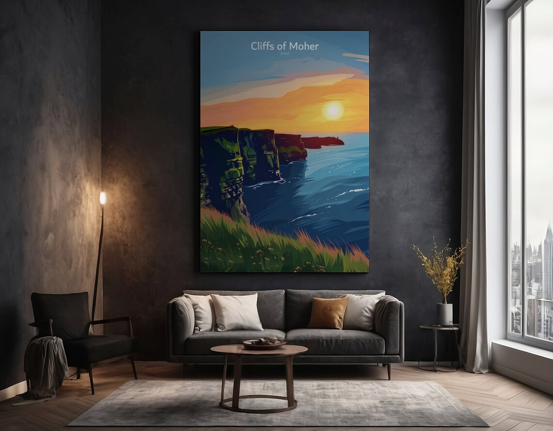 Cliffs Of Moher Travel Poster, Ireland Sunset - Image 5