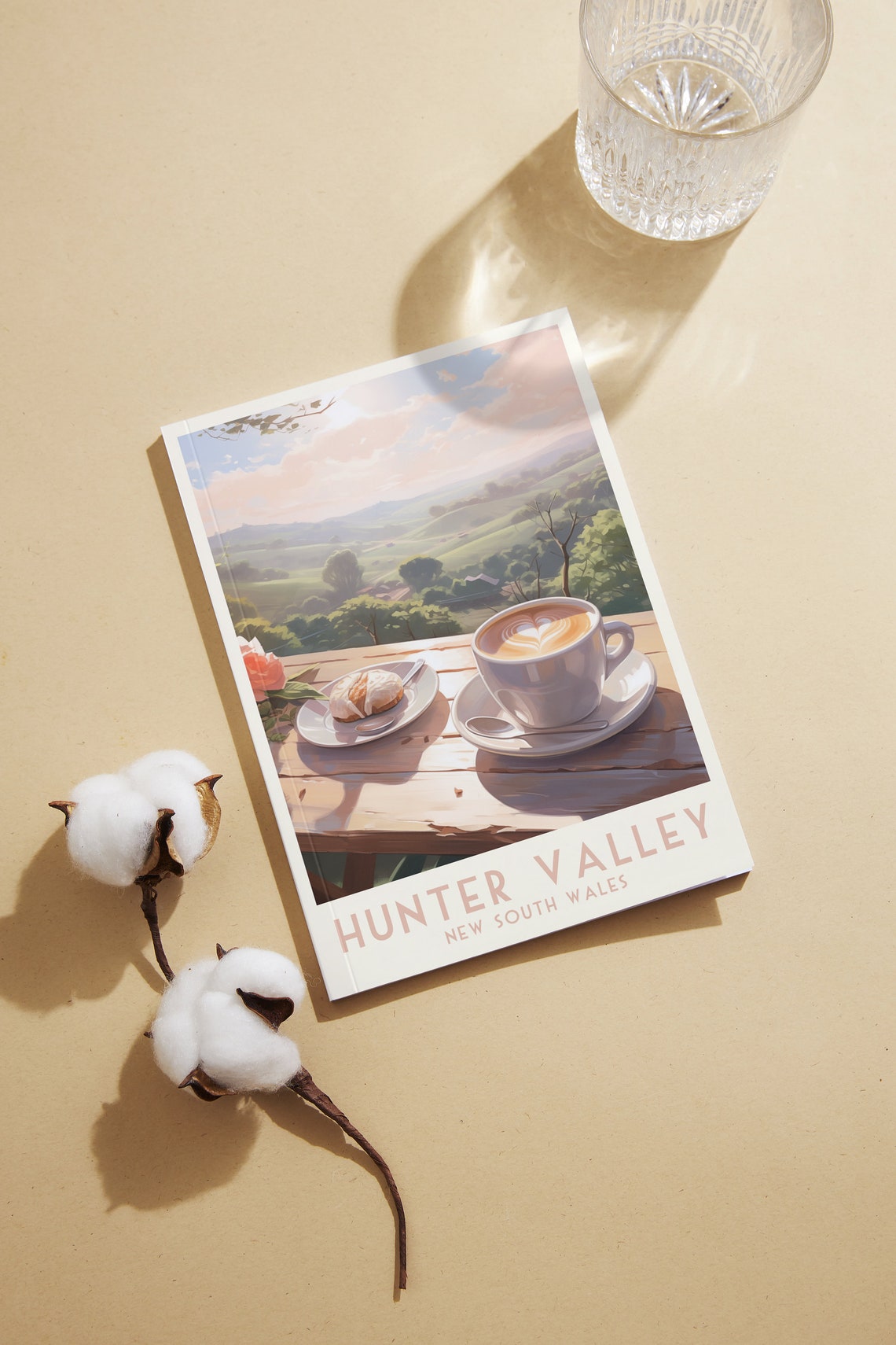 Hunter Valley Poster with Latte Art and Croissant on a Deck View - Image 2