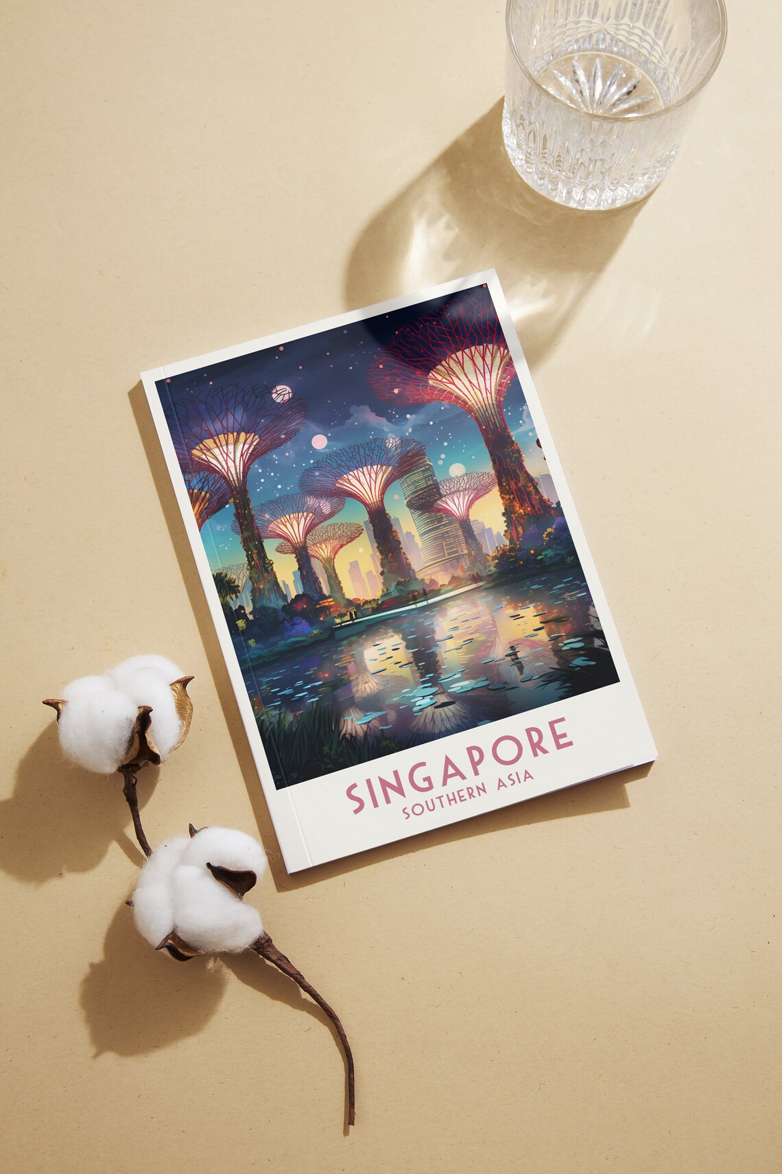 Singapore Supertree Grove Night Lights Vintage Gardens Travel Poster - Image 2