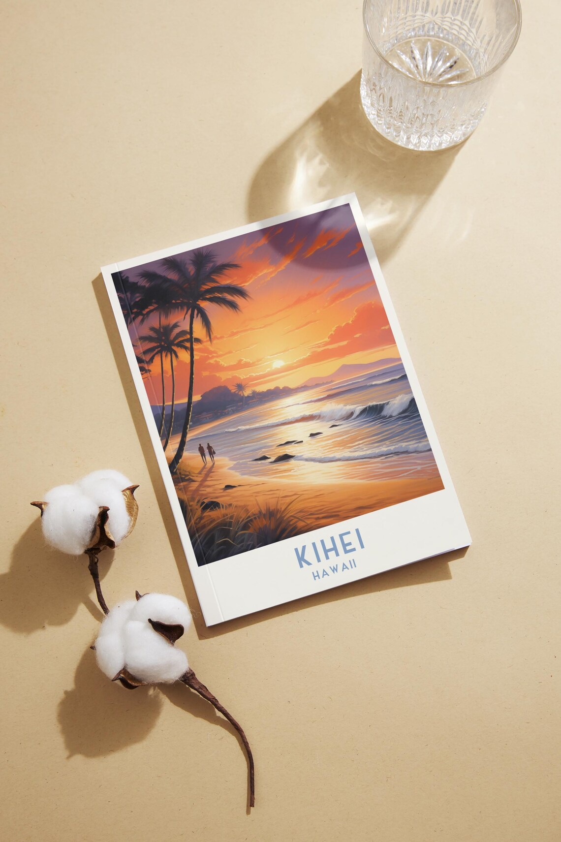 Kihei Hawaii Sunset Beach Palm Silhouette Maui Travel Poster - Image 2