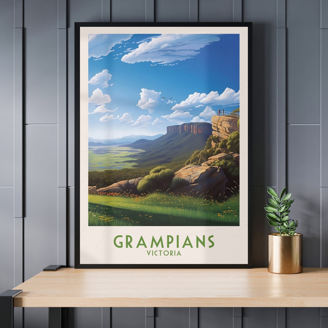 Grampians Victoria Mountain Lookout Green Valley View Poster - Image 3
