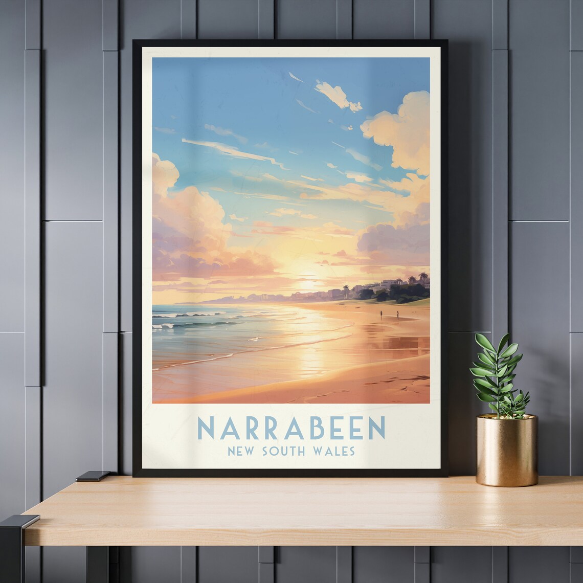 Narrabeen Beach New South Wales Golden Sunset Waves Travel Poster - Image 3